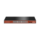 Switch PoE (802.3af/at/bt) / No administrable de largo alcance / Hasta 250m / Con 24 x 10/100Mbps + 2 x SFP Gigabit Combo / 250 W | WI-PS526G