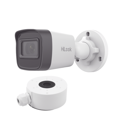 HiLook Series / Bala IP 4 Megapixel / 20 mts IR / Exterior IP67 / PoE / dWDR / Lente 2.8 mm + Caja de conexión DS-1280ZJ-XSP | IPC-B141H-C/XSP