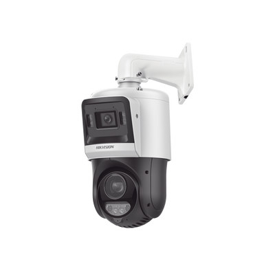 [TandemVu] Domo PTZ IP 4 Megapixel + Cámara Fija 4 Megapixel / 15X Zoom / 100 mts IR + 30 mts Luz Blanca / IP67 / ACUSENSE / PoE+ / 2 Micrófonos Integrados y Bocina / Alerta Audible y Luz Estroboscopica / Alarmas I/O / DARKFIGHTER / Micro SD | DS-2SE4C415MWG-E/14(F0)