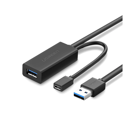 Cable de Extensión Activo USB 3.0 con puerto de alimentación Micro USB / 10 Metros / USB 3.0 a 5Gbps / No requiere controlador / Ideal para impresoras, consolas , Webcam, etc. | 20827