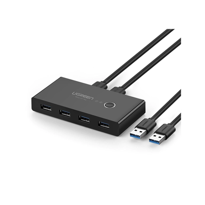 Conmutador USB para Compartir 4 Puertos USB 3.0 a 2 PC Ìs | Cambio Mediante Botón | Incluye Dos Cables USB de 1.5 m | ABS | Permite que 2 Usuarios Compartan 4 Dispositivos Periféricos USB3.0, como una impresora, un escáner, etc. | 30768