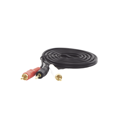 Convertidor 3.5mm Estéreo a 2 RCA Macho 1.83m | para Aplicaciones de Audio | Compatible con Amplificadores VSSL y Epcom ProAudio | EP-RCA35