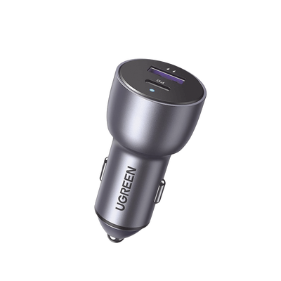 Cargador de Auto 52.5W | Puerto USB-A y USB-C | Carga Rápida | Compatible con Vehículos de 12 y 24 VCD | PD3.0 + QC3.0 | Chip Inteligente | Diseño Compacto Mayor Eficiencia Energética | Caja de Aluminio | 60980