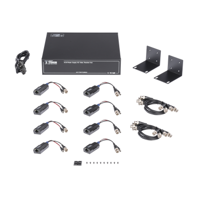 Kit de TRANSCEPTOR ACTIVO DE 8 CANALES / VIDEO+PODER en un solo Cable UTP / 150 metros en 4K, 200 metros en 5 MP/ Envía 36 Vcc y Recibe 12 Vcc / TODO INCLUIDO PARA RACK / Compatible con cámaras HD-TVI/CVI/AHD/CVBS / INSTALACIÓN LIMPIA | KITTT8PVTURBOX