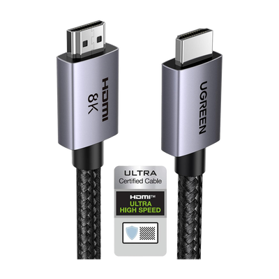 Cable HDMI 2.1 de 8K@60Hz | 3 metros | 48Gbps | HDR10+ | 3D Inversivo| eARC | Dolby ATMOS |   VVR | QMS | QFT | ALLM | 3 modos de Visualización | Certificado HDMI 8K | Niquelado | Nylon Trenzado | Carcasa de Aluminio. | 25911