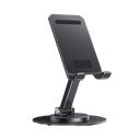 Soporte para Teléfono Celular Giratorio | 360° de Rotación | Angulo Ajustable | Altura Ajustable 17-20cm  | Antideslizante | Ejes Giratorios de Alta Precisión| Plegable | Aluminio | Color Gris | 35152