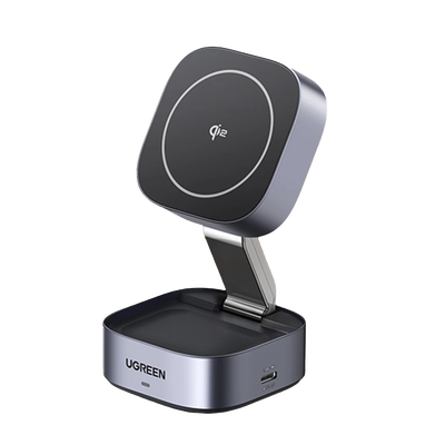 Cargador Inalámbrico 2 en 1 25W / Tecnología Magnética Qi 2 / 15W para Teléfono + 5W para Auriculares / Puerto USB-C 5W / Protecciones Múltiples / Cable USB-C Incluido | 35316