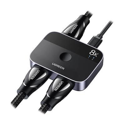 Conmutador HDMI 2.1 8K @60Hz | HDMI Splitter 2 Entradas a 1 Salida | Soporta 4K @120Hz 1080P @240Hz 3D | HDR Dolby | Alta Velocidad 48Gbps | Formatos de Audio LPCM/DTS/DSD, 2,0/2,1/5,1/7,1 canales. | 90385