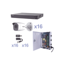 KIT TurboHD 1080p / DVR 16 Canales / 16 Cámaras Bala (exterior 2.8 mm) / Transceptores / Conectores / Fuente de Poder Profesional | KEVTX8T16BW