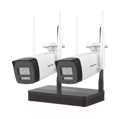 Kit IP Inalámbrico 2 Megapixel (1080p) / NVS 4 Canales / 2 Cámaras Bala para Exterior con Lente 2.8 mm y Dual Light (30 mts IR + 20 mts Luz Blanca) / Audio Bidireccional (Micrófono y Bocina) / Soporta Micro SD de 512 GB | NKS422W0H