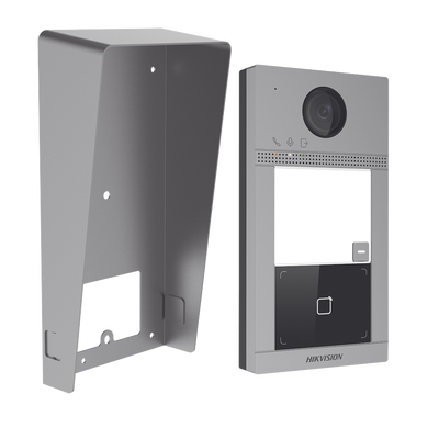 Kit Videoportero + Carcasa protectora IP 2 Megapixel / Llamada y Apertura Remota desde App Hik-Connect / PoE / Exterior IP65 + Antivandalico IK08 / 1 Departamento / Apertura con Tarjeta / Soporta 2 Puertas y hasta 6 Monitores | DS-KV8113-WME1(C)/IK