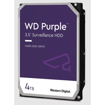 Disco Duro WD Purple Surveillance / 4TB / SATA 6Gb/s / 3.5" / Tecnología AllFrame / 180TB año Workload / Soporte 64 Cámaras HD / 16 Bays / Componentes Anti-Corrosión / 3 Años Garantía | WD44PURZ