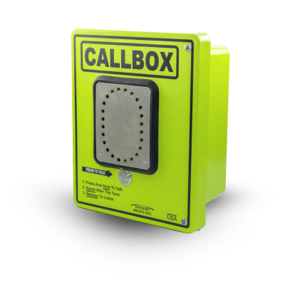 Callbox HD Series / Intercomunicador Bidireccional / 800mW-2W Potencia Transmisión / Audio Ajustable / Enclosure Fibra de Vidrio / Vandal-Resistente / IP65 / Mensajes de Voz Grabables / Control de Acceso por Relay / Sensor Input | RQX427HD