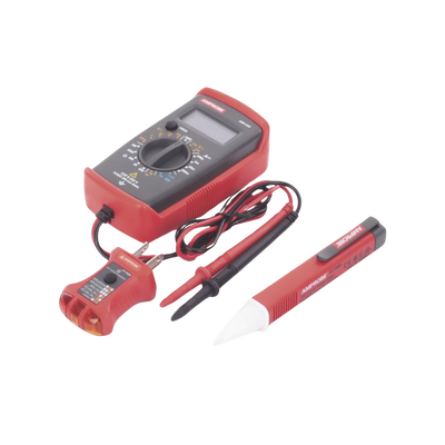 KIT Básico 3 en 1 con Multímetro Digital + Detector de Tensión sin Contacto + Comprobador de Fase GFCI | PK-110