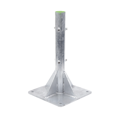 Base para Mástil Hasta 2" con Opresores, Base de 50 x 50 cm y Tubo de 80 cm Ced. 30. Galv. Inmersión. | SLM-BA-6G