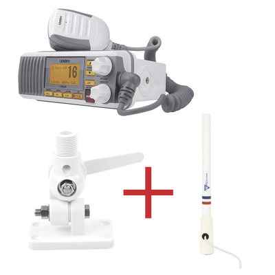 Kit de radio UM385 | mas antena marina de fibra de vidrio TX-5206-SYS y soporte para antena 4186 | UM385/KIT5206
