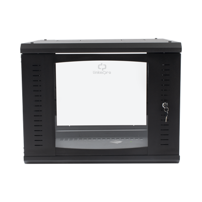 Gabinete Abatible de Pared (Con Marco Trasero) con Rack 19" de 9 Unidades. Ventana de Cristal Templado. | SR-1909-GAP-V4