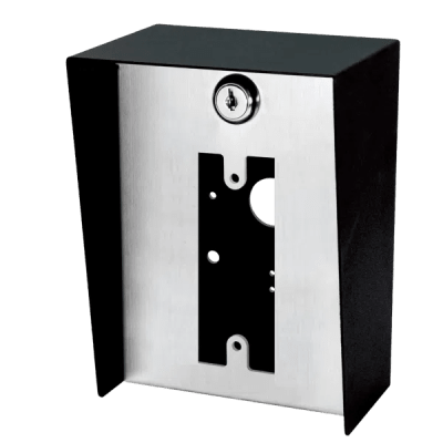 Gabinete para Montaje en Poste ENFORCER / Carcasa de Acero con Pintura en Polvo / Placa Frontal de Acero Inoxidable con Bisagra / IP65 Impermeable / Incluye Herrajes de Montaje y 2 Llaves / Compatible con Dispositivos de Formato Angosto y Ancha | BP-611