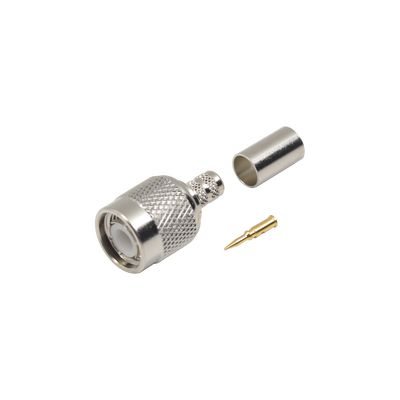 Conector TNC Macho de Anillo Plegable para Cables RG-58/U, RG-142/U, LMR-195, Níquel/ Oro/ Teflón. | RFT-1202-2T