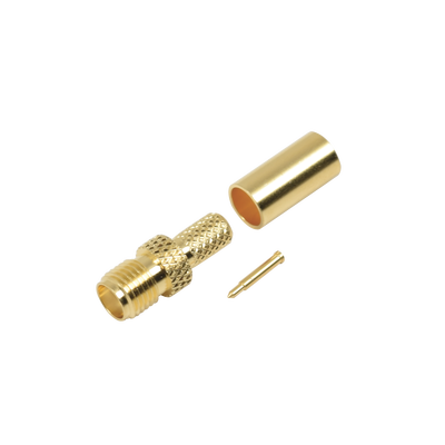 Conector SMA hembra inverso de anillo plegable para cable RG-58/U, Oro/ Oro Teflón. | RP-3050-1C