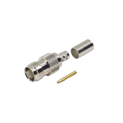 Conector TNC Hembra de Anillo Plegable para Cables RG-8/X, LMR-240, Grupo X, Níquel/ Oro/ Delrin. | RFT-1217-X
