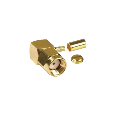 Conector SMA Macho Inverso en Ángulo Recto, Anillo Plegable/ RG-174/U, BELDEN 8216, Oro/ Oro/ Teflón. | RP-3010-1B