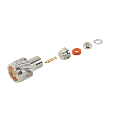 Conector N Macho de Rosca para RG-58/U, RG-142/U, Plata/ Oro/ Teflón. | RFN-1000-1S