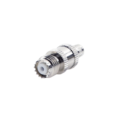 Conector Mini-UHF Hembra en Línea, de Anillo Plegable para Cable Coaxial RG-8/X, 9258, LMR-240, Níquel/ Plata/ Teflón. | RFU-601-1X