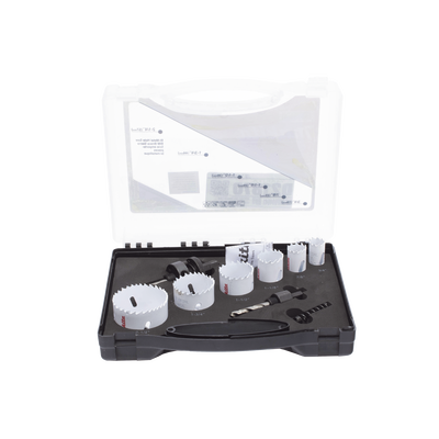 Kit de broca sierras (3/4 - 2 1/4 in) incluye 6 piezas de broca sierras, 2 adaptadores y resorte de expulsión. | D-21870