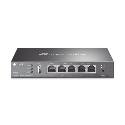 Router Omada VPN / SDN Multi-WAN Gigabit / 1 Puerto WAN Gigabit / 2 Puertos LAN Gigabit / 2 Puertos configurables LAN/WAN / 150,000 Sesiones Concurrentes / Administración Centralizada OMADA o Stand-Alone / 1 Puerto USB 2.0 | ER605