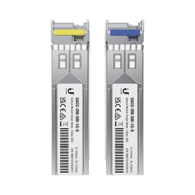 UFiber Módulo SFP, transceptor MiniGibic MonoModo 1.25 Gbps, distancia 3km, Simplex, un conector LC, incluye 2 tranceptores | UACC-OM-SM-1G-S-2