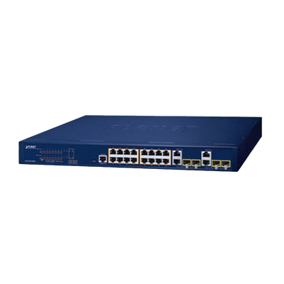 Switch Administrable PoE  Capa 2 de 16 Puertos 10/100/1000 Mbps 802.3af/at, 4 Puertos SFP Gigabit, Hasta 240 W | GS-4210-16P4C