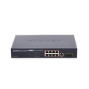 Switch Administrable Capa 2, 8 Puertos PoE 802.3af/at Gigabit, 140 W Max, 2 Puertos SFP, Modo Extendido Hasta 250 m, Soporta Administración en Nube CloudNMS ( HW Rev. 3.0 en Adelante). | GS-4210-8P2S