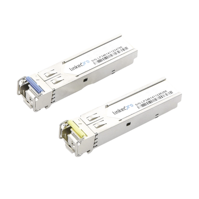 Transceptores Ópticos Industriales Bidireccionales SFP (Mini-Gbic) / Monomodo 1310 & 1550 nm / 1.25 Gbps / 1000BASE-BX / Conector LC/UPC Simplex / DDM / Hasta 10 km / 2 Piezas | LP-IND-SFP-BD-1G-10