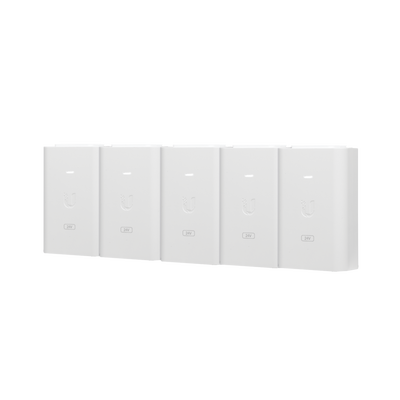5 Unidades del Adaptador PoE Ubiquiti de 24 VDC, 1.0 A con puerto Gigabit, color blanco | POE-24-24W-5P