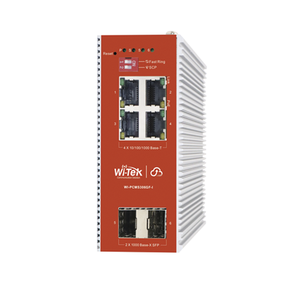 Switch L2+ PoE Industrial / Administración Cloud-Web-CLI / 4 Puertos PoE af/at 100/1000 Mbps / 2 Puertos SFP Gigabit / Presupuesto PoE 120 W / Protocolo ERSP (redundancia enlaces) | WI-PCMS306GF-I