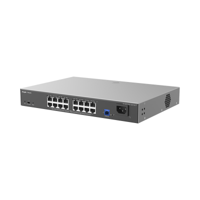 e-Lighten ONU / Switch PoE+ Hibrido, Capa 2 con un Puerto PON 1G SC/UPC y 16 Puertos Ethernet PoE+ 1G hasta 240 Watts y 100 Clientes | RG-NBF2100S-16GT1SC-P