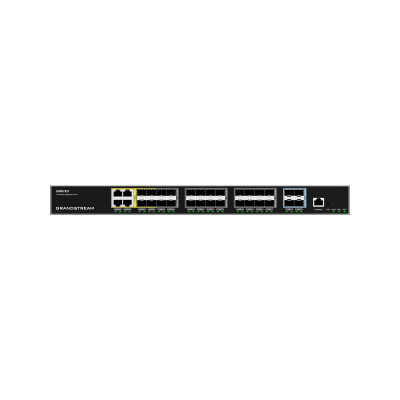 Switch de Agregación Capa 3 / 4 Puertos Gigabit Ethernet / 24 Puertos Gigabit SFP / 4 Puertos 10Gigabit SFP+ / QoS Integrada / Soporte IPv6 e IPv4 / Seguridad Avanzada / Stacking / | GWN7831