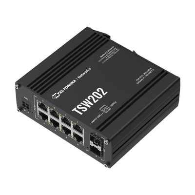 Switch Industrial Administrable L2, 8 puertos PoE 802.3af/at, Soporta Profinet | TSW202