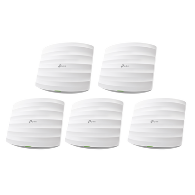 Kit de 5 Puntos de Accesso Omada doble banda 802.11ac, MU-MIMO, PoE af y PoE Pasivo, soporta hasta 100 clientes, hasta 1350 Mbps. | EAP245-KIT-5