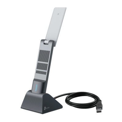 Adaptador USB Wireless Wi-Fi 6 / AX3000 (2402 Mbps + 574 Mbps) / Antenas de Alta Ganancia / USB 3.0 / Baja Latencia Gaming / WPA3 / Cuna Desmontable con Cable 1.2 m (3.9 ft) | ARCHER-TX50UH