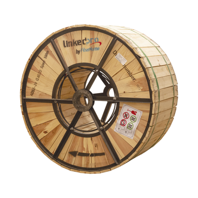 Carrete de 4 Kilómetros de Fibra Óptica (ADSS) G.652D Armada Anti Roedor, Dieléctrica, Monomodo 12 Hilos, Span 200 (Para instalaciones aéreas, en tubería o enterrado directo) | OC-ADSS-ARMD-12C/4KM