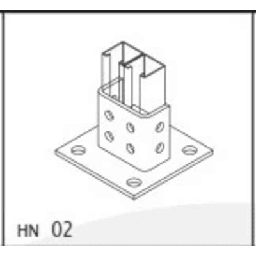 [ANC-HN02] Base Cuadrada con 4 perforaciones para Perfil Doble. | ANC-HN02