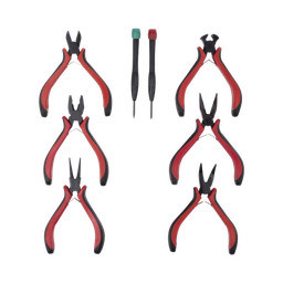 [EPNTK8] Juego de Herramientas con 6 Pinzas Eléctricas de 4.5" + 2 Desarmadores de Precisión (Plano y Cruz). | EPNTK8
