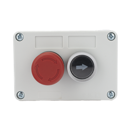 [XBS-SW-23] Botonera Doble Para Barreras Vehiculares, Operadores Corredizos y Abatibles / Botón de Stop Enclavado | XBS-SW-23