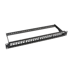 [LP-PP-23-UTP-BK-24P] Patch Panel Modular sin Blindaje de 24 Puertos, 1U, con Barra para Organizar Cable | LP-PP-23-UTP-BK-24P