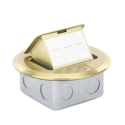 [TH-MCPD-B] Mini Caja de Piso Redonda para Datos o Conectores Tipo Keystone, Color Bronce (3 Contactos) (11000-12102) | TH-MCPD-B