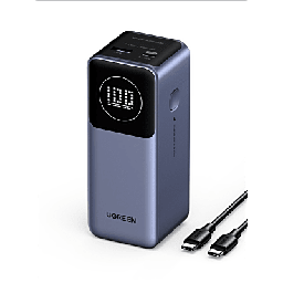 [35526B] Power Bank de 12000mAh | 2 Salidas 100W Max. | USB-A + 1 USB-C | PD 3.0 | QC3.0 | FCP | SCP | Pantalla Inteligente | Carcasa Ignifuga | Color Gris | Incluye Cable USB de 50cm | Carga tu Laptop de Manera Segura. | 35526B