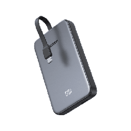 [75161B] Power Bank 10000mAh con Cable Integrado 20W / Puerto USB-C PD3.0 PPS / Puerto USB-A SCP 22.5W / Batería Polímero Litio / Protecciones Múltiples / Indicador Digital / Material V-0 | 75161B