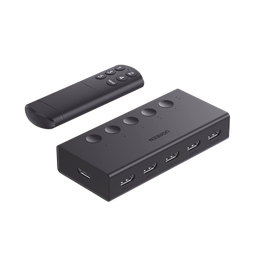 [90512] Conmutador HDMI 5X1 | 4K@60Hz | HDMI 2.0, 1.4 | HDCP 2.2, 1.4 | VRR | Dynamic HDR | 3D | CEC | EDID | IR 10 Metros (32.81 Pies) | 18Gbps | Cambio Manual y por Control Remoto | Incluye Cable de Alimentación USB | 90512